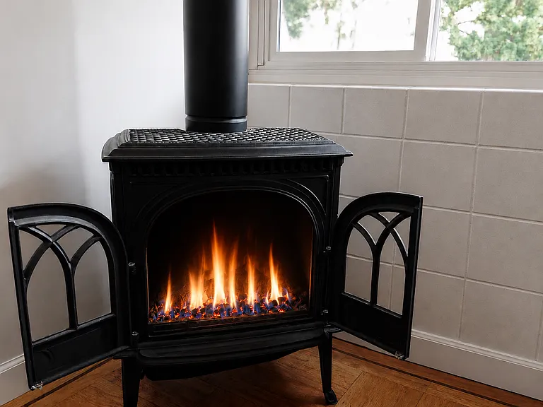 gas fireplace makes it cozy in the winter