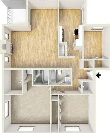 Two bedroom floor plan Two bedroom floor plan