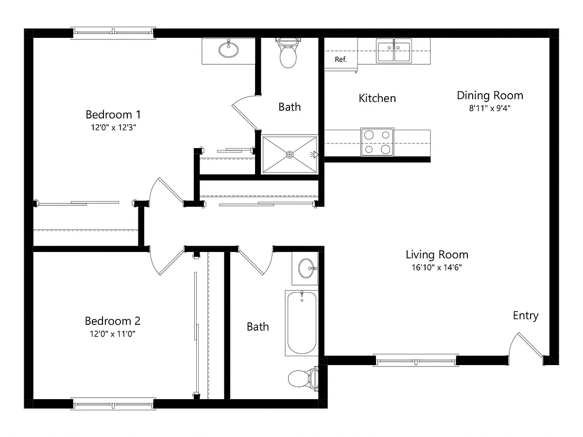 Floor plan 2Bedroom 2Bath