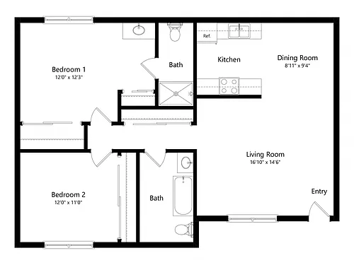 Floor plan 2Bedroom 2Bath