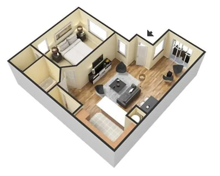 Floor plan 1x1 A2 The Zinnia