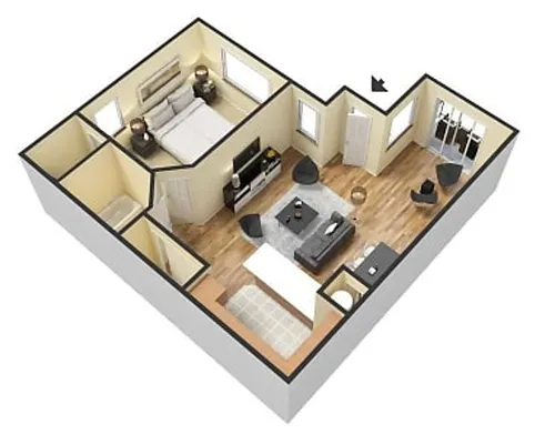 Floor plan 1x1 A2 The Zinnia
