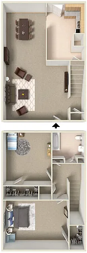 Floor plan 2 Bed 1 Bath Townhome