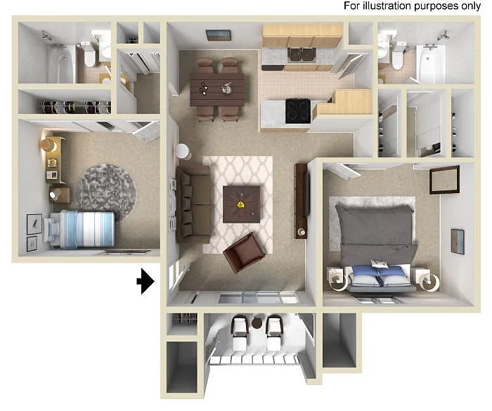 Floor plan 2 Bedroom 2 Bath