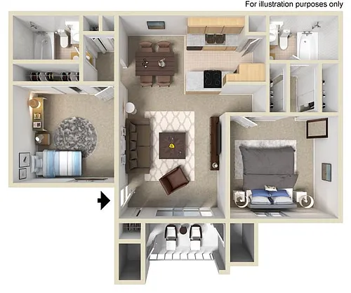 Floor plan 2 Bedroom 2 Bath