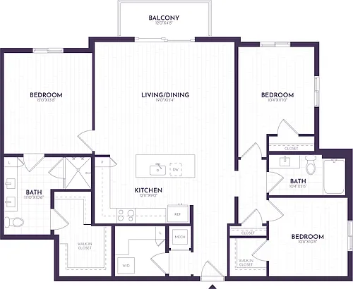 Floor plan 3 Bed/2 Bath-C1