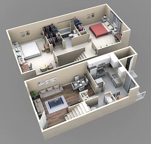 Floor plan B1 - 2 Bedroom, 1 Bathroom