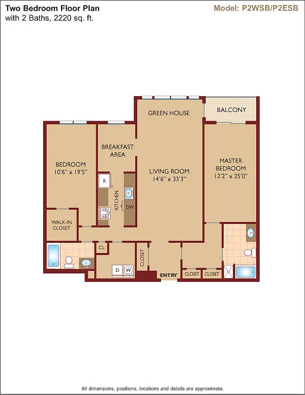 Floor plan $3.40/sq.ft. - Model P2WSB/P2ESB