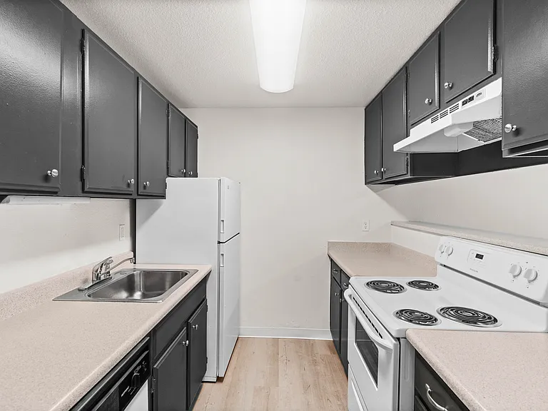 Functional galley kitchen with ample cabinet storage Functional galley kitchen with ample cabinet storage