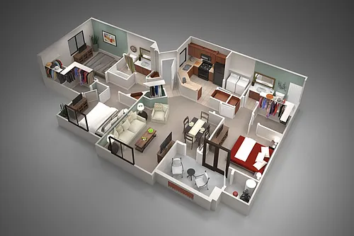 Floor plan Three Bedroom/Two Bath