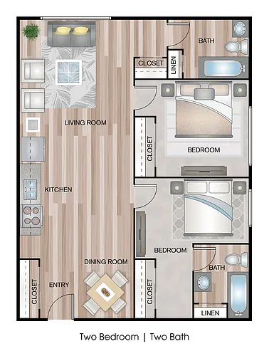 Floor plan Two Bed Two Bath