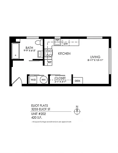 Floor plan 1 Bedroom - 1 Bathroom