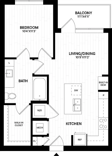 Floor plan 1 Bed/1 Bath-A1