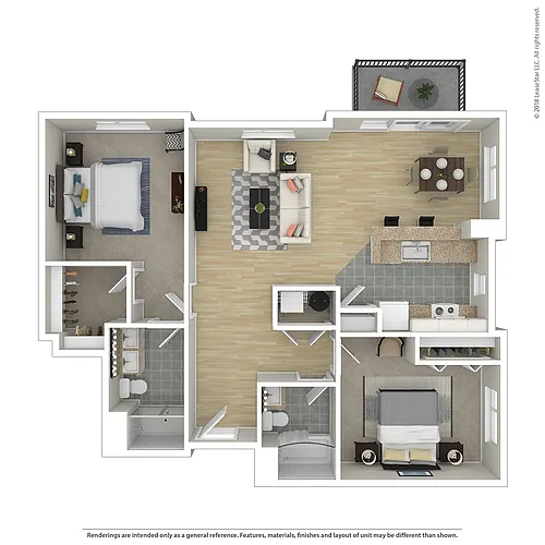 Floor plan 2 BR 2 BA Werners Pond