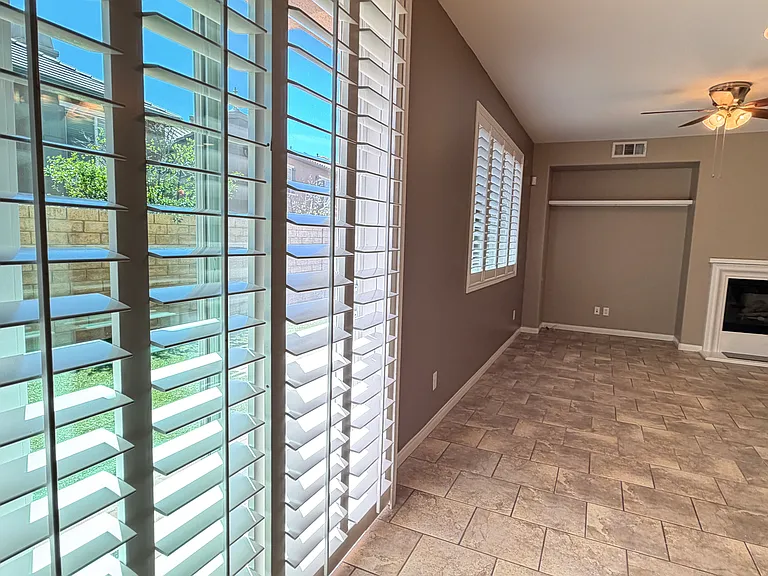 Living room plantation shutters