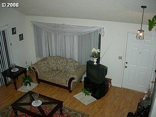Looking down to living room from stairs