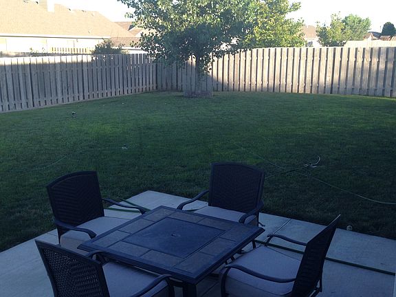 Extra large, cemented patio.