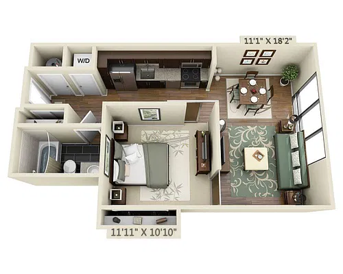 Floor plan One Bedroom A1C