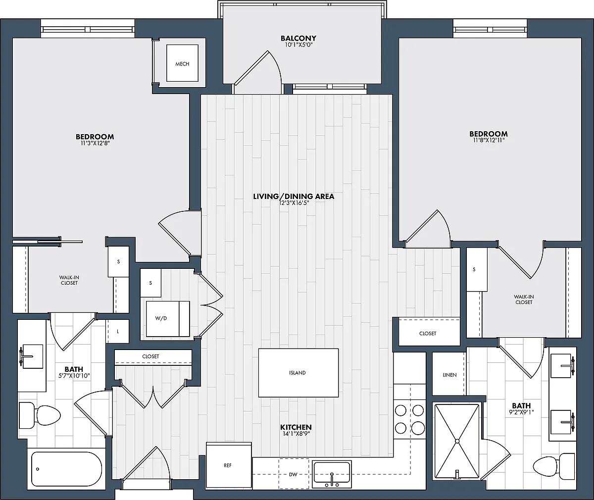 Floor plan 2 Bed/2 Bath-B2-2
