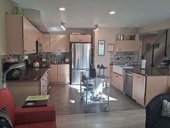 View from living area into open kitchen