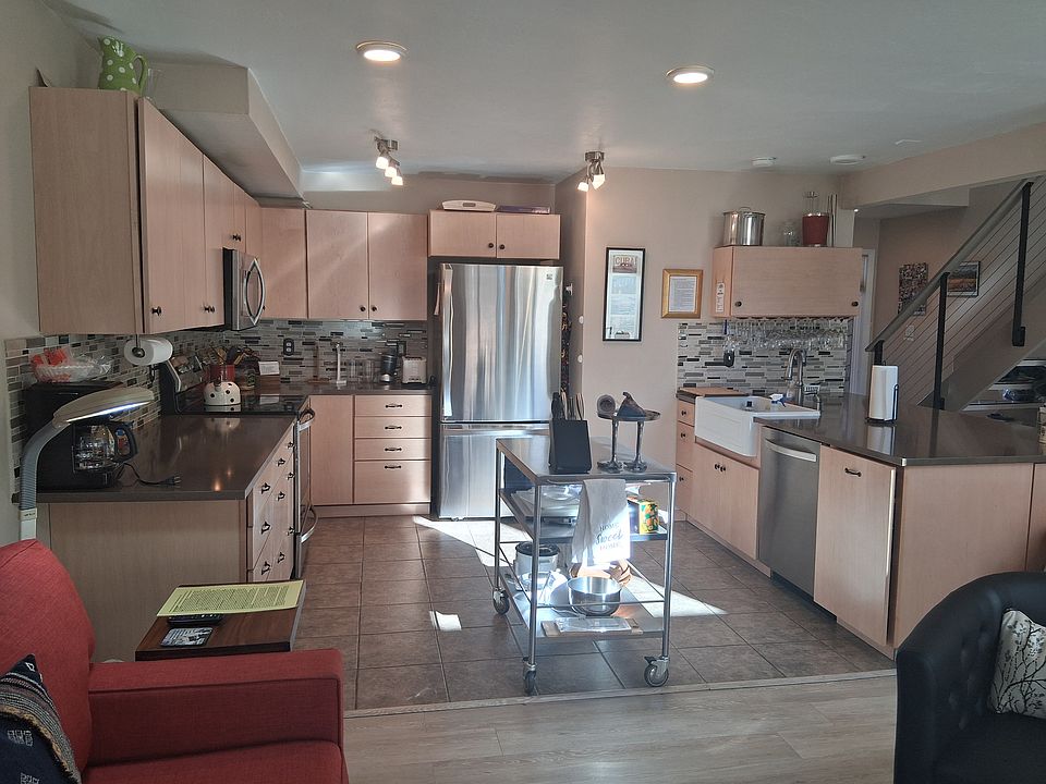 View from living area into open kitchen