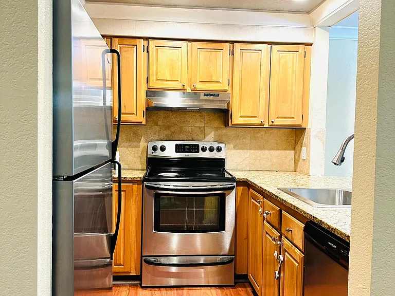 Kitchen with stainless steel appliances
