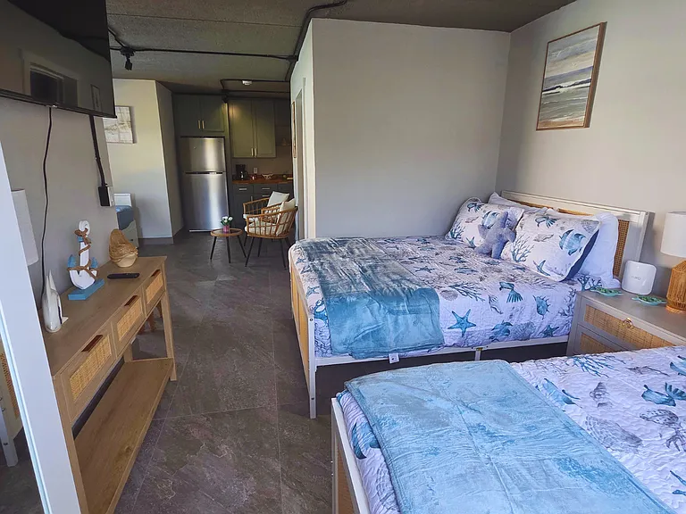 Smart TV, nightstand, coffee table, and a spacious closet for your comfort.