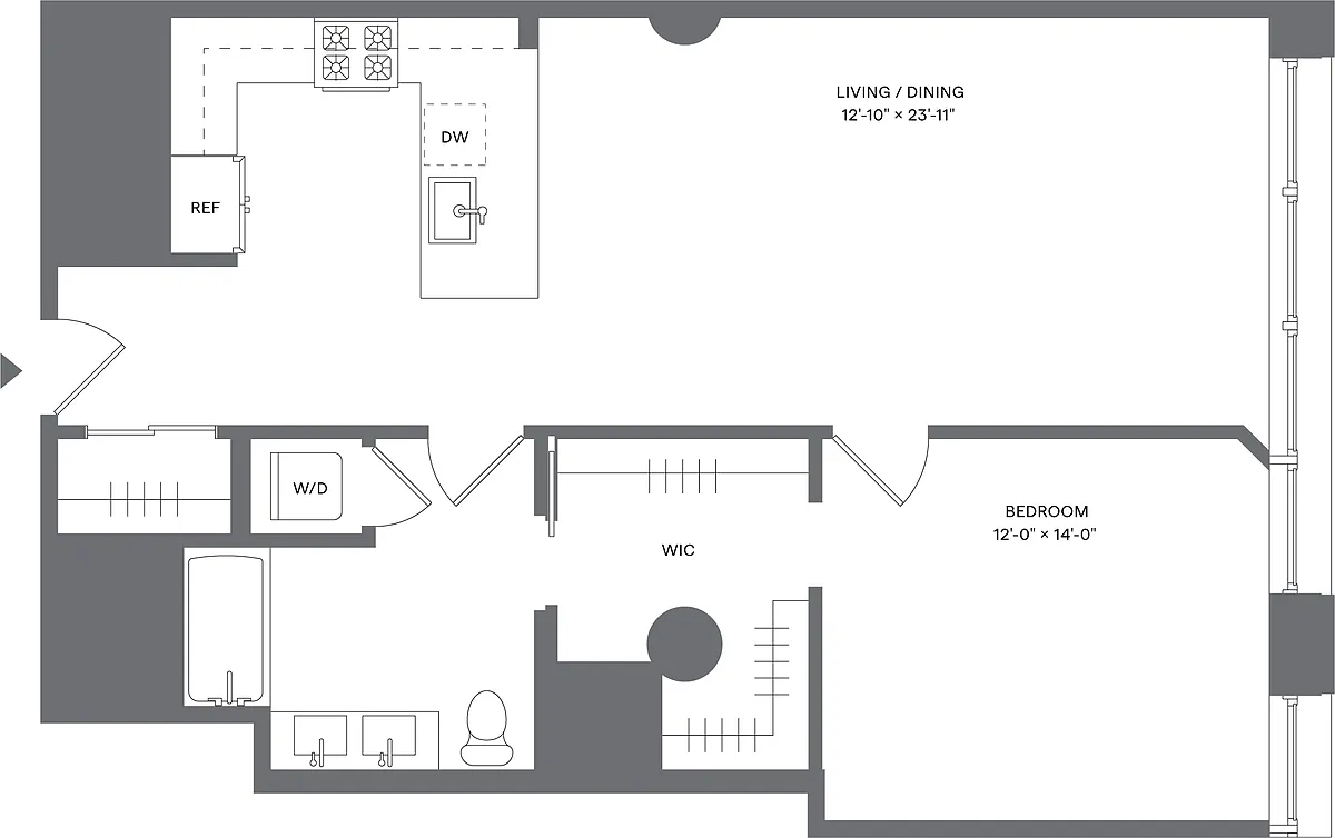 Floor plan 1 Bed/1 Bath_A5