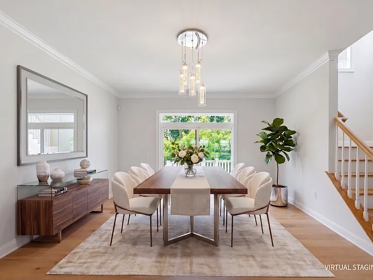 Create a casual or formal dining setting in the open concept layout.