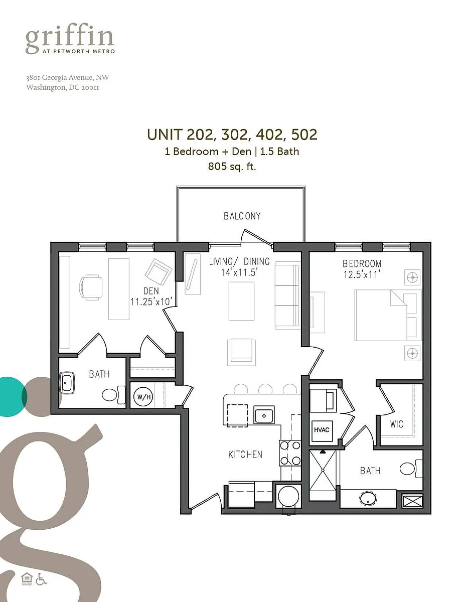 Floor plan One Bedroom Den
