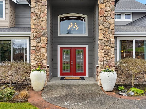 Stately and inviting French door entry. 