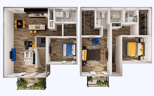 Floor plan 3 Bedroom - J Townhome