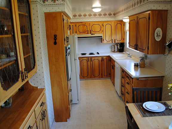 Custom, real wood cabinets.