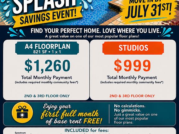 Current move-in special through July 31, 2026.