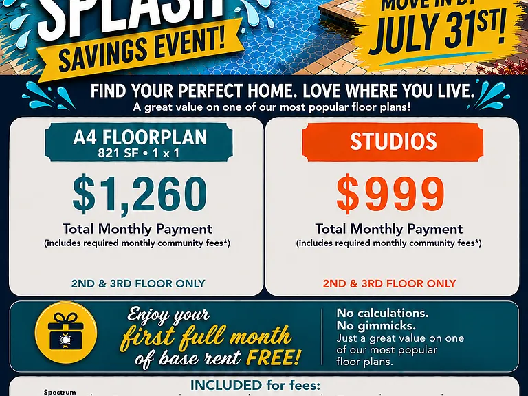 Current move-in special through July 31, 2026.