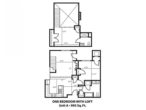 Floor plan Lofted 2 Bed 2 Bath