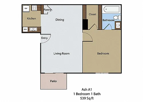 Floor plan 1 BR 1 BA