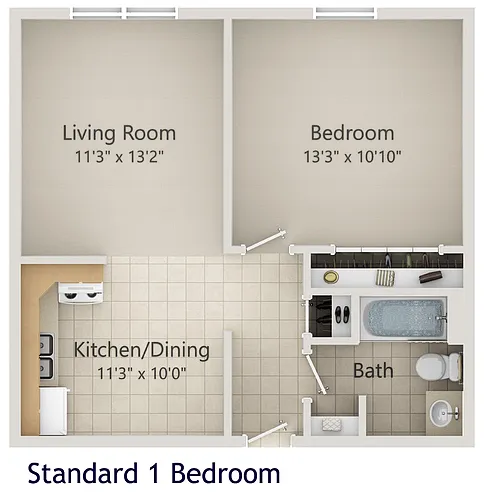 Floor plan 1 Bedroom standard