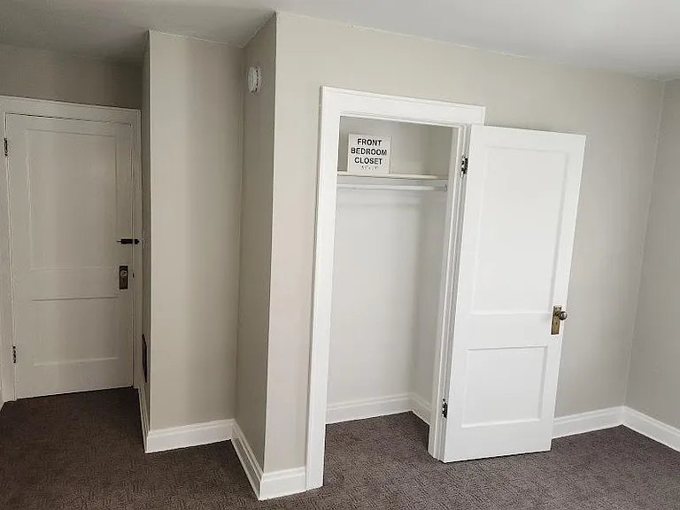 Front Bedroom closet, 13'4" x 8'10", new light, 3 windows with cordless blinds, carpet