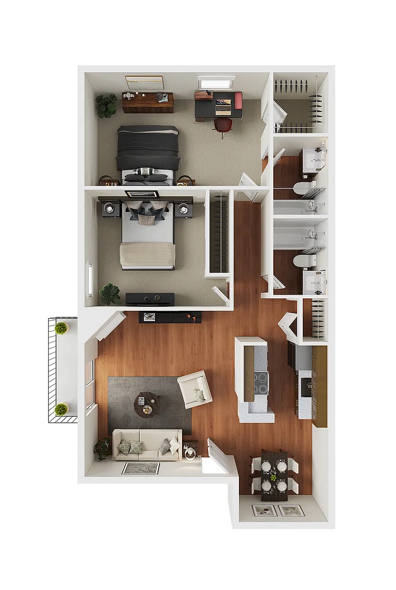 Floor plan 2 BR x 2 BA - A