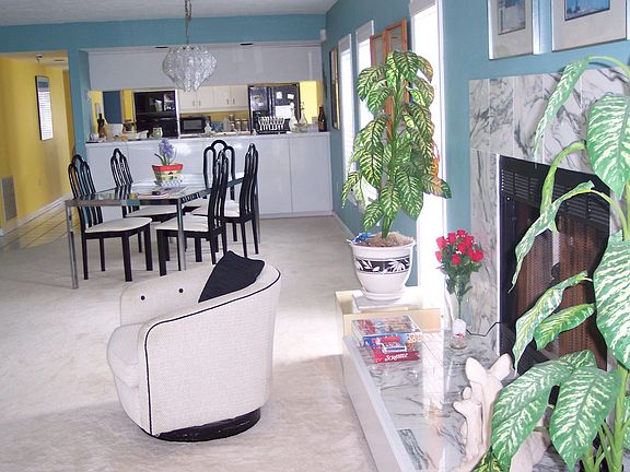 Living Room with Wood Burning Fireplace