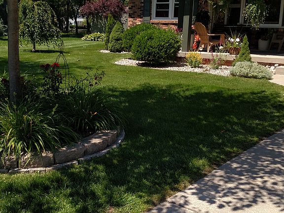 Shady front yard and porch