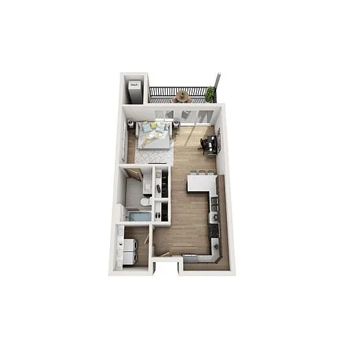 Floor plan 0 Bed | 1 Bath (Studio)