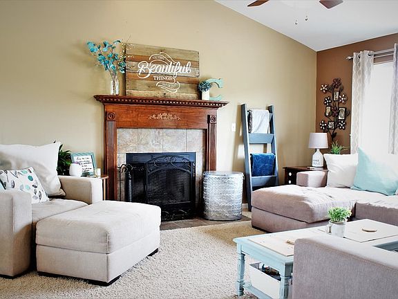 Great Room with Vaulted Ceilings and Fireplace.