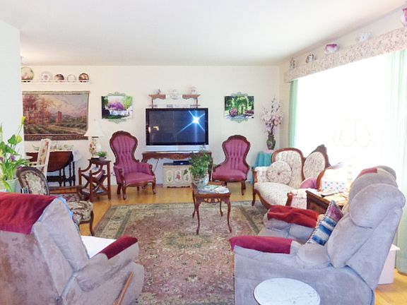 Living room with new laminate flooring.