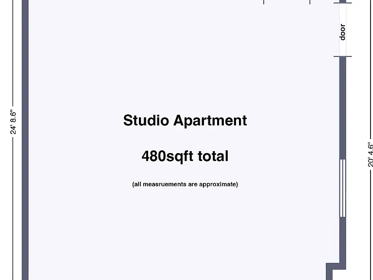 Open concept floor plan (~480 sq ft total)