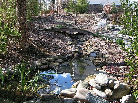 Lower Koi Pond w/Stream & Bridge