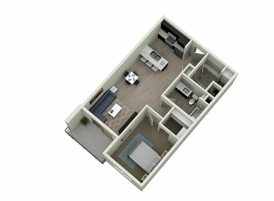 Floor plan 1B - One Bedroom