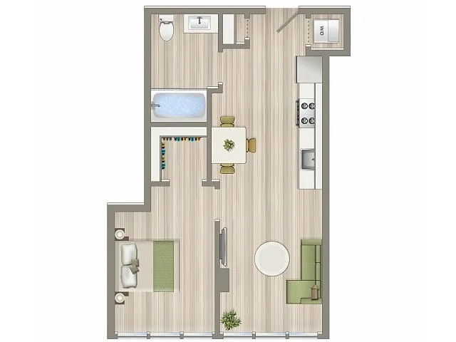 Floor plan 1 Bed/1 Bath-A1