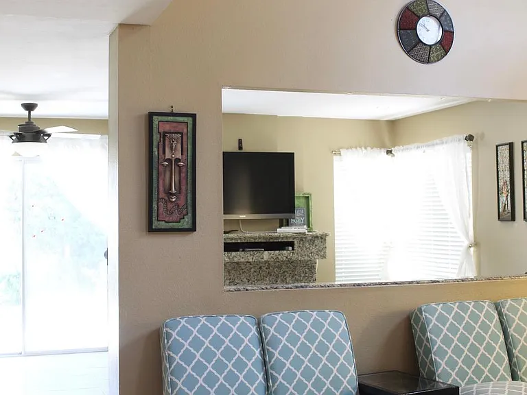 overlooking family room and backyard